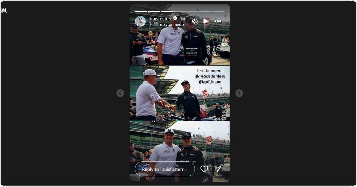 Louis Foster shared photos from his meeting with Bryson DeChambea. Images: @louisfosterr via Instagram